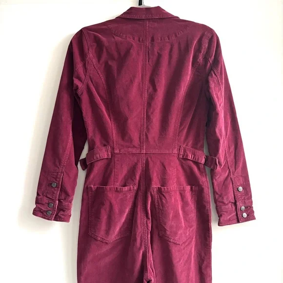 Free People Take Me Out Corduroy Jumpsuit Mulberry Size 4 - Picture 5 of 15